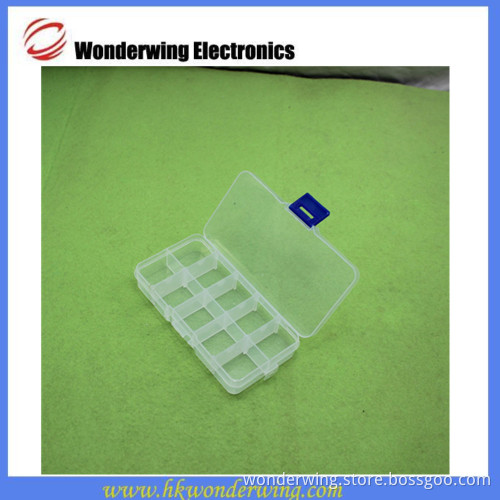 Transparent electronic components storage box with 10 grid mounted separately